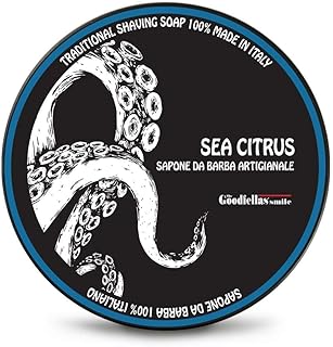 The Goodfellas’ Smile SEA CITRUS (Sea Air & Lemon) Italian Shaving Soap – Soft Lathering Soap Made in Italy for Use with Brush, Safety Razor or Straight Razor