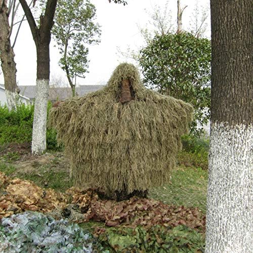 VIGAN 3D Bow Hunting Grass Ghillie Poncho Sniper Desert Camouflage Cloak for Training