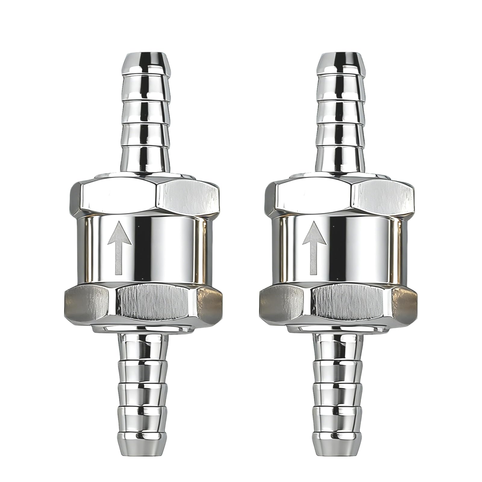 Terilamy Sliver 2Pcs One Way Fuel Non Return Valve, Aluminium Non-Return Check Valves, Control Accessories For Petrol Diesel Gas Air Water Low Pressure Systems Marine Car Auto Carburettor (8Mm)