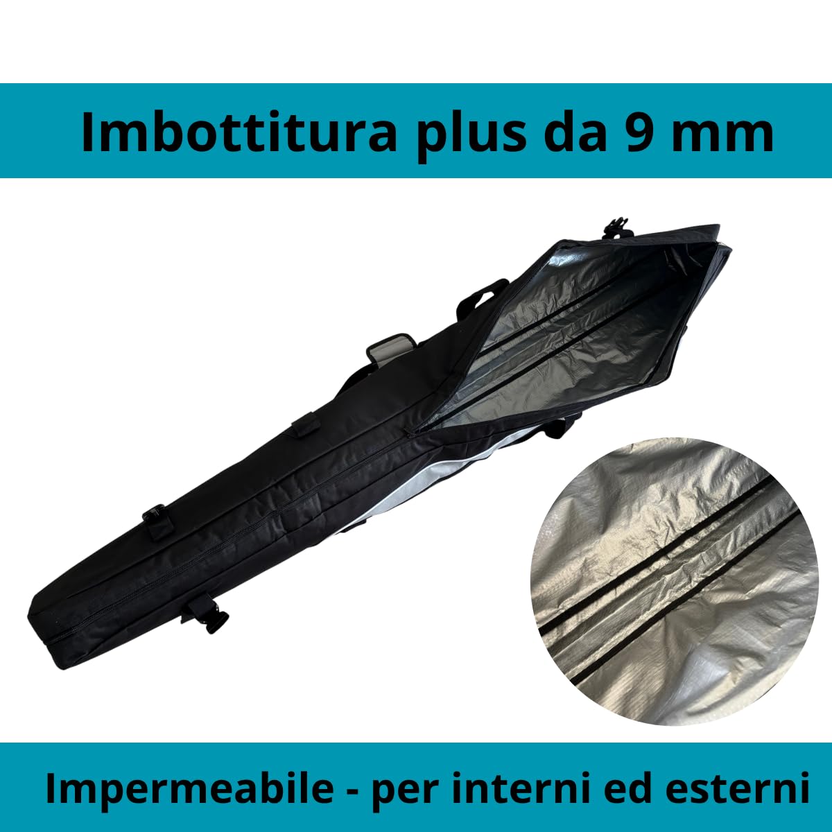 cavest Borsa da sci imbottita impermeabile, rinforzata da 1,70 e 1,90, custodia sci e bastoni.