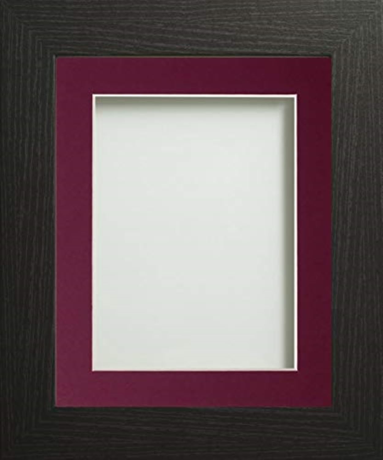 Frame Company Watson Black Picture Photo Frame fitted with Perspex, 6x4 inch with Plum Mount for image size 4x3 inch