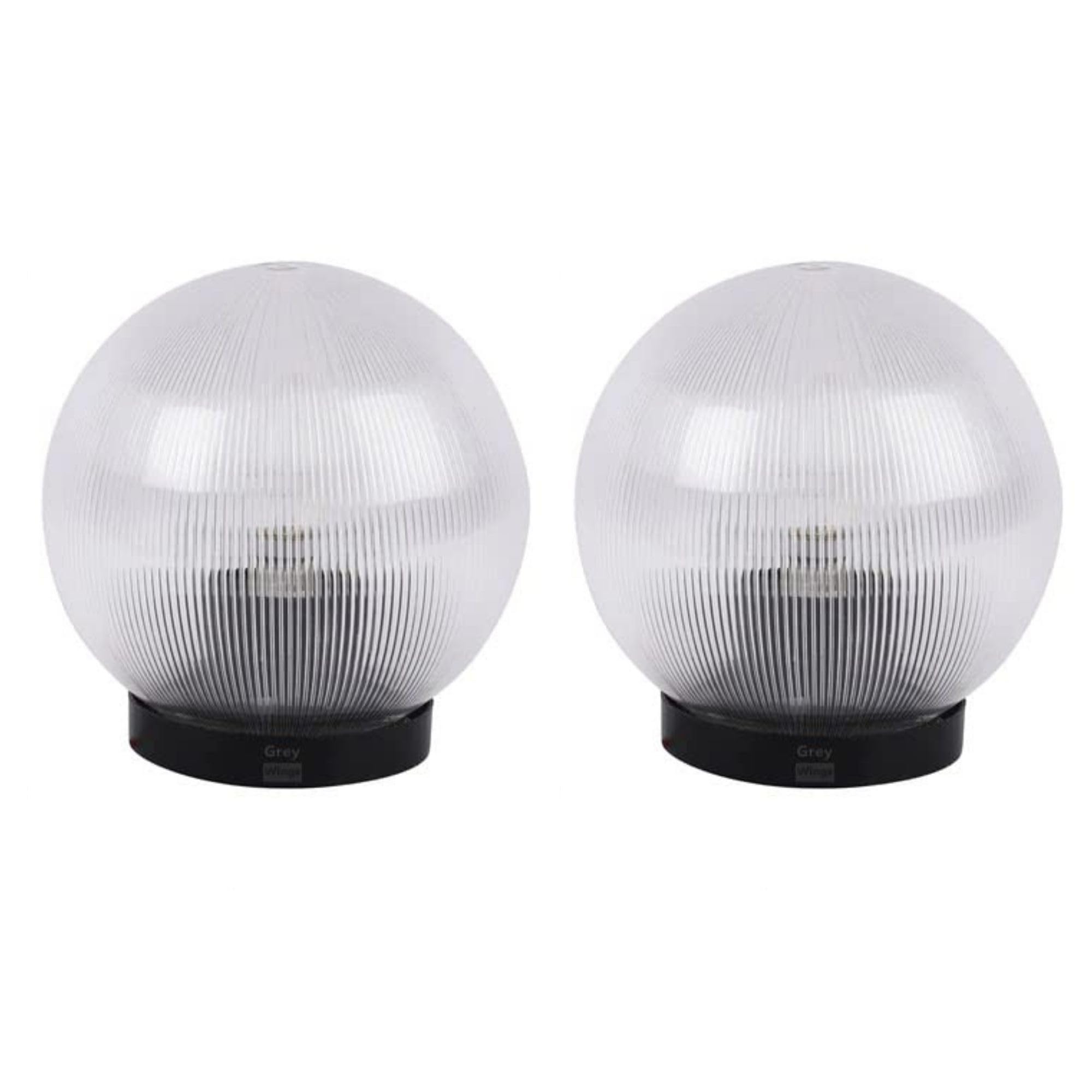 GreyWings 6 Inch Transparent Globe Gate Light for Main Gate Pillar, Clear Plastic Outdoor Garden Lamp, B22 Holder, Round Pillar Post Light, (Bulb is not Included) Pack of 2