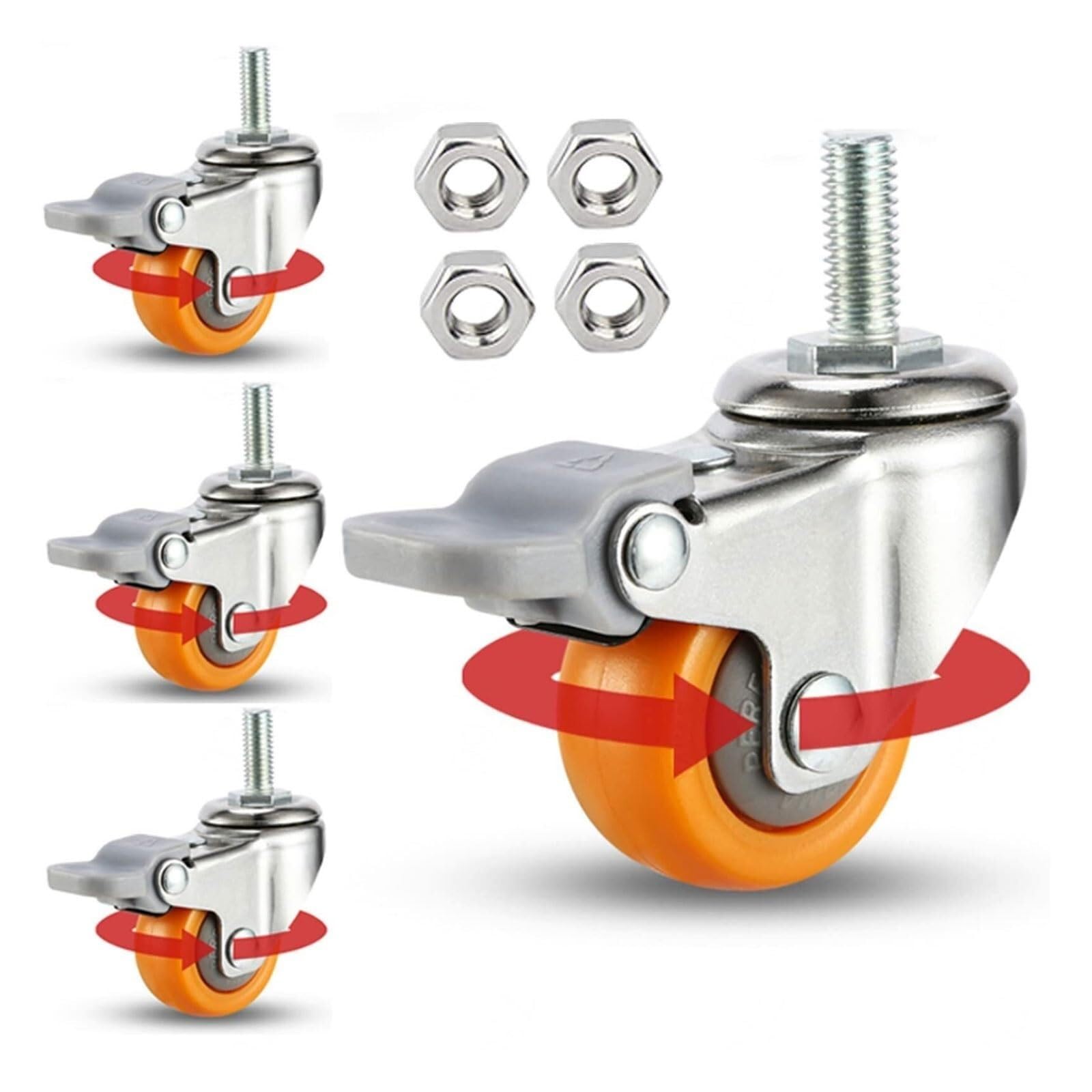 Roulettes de chariot industrielles robustes avec frein total