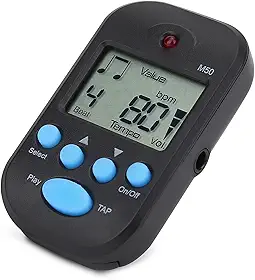 AMONIDA Clipe de Metrônomo Digital Mini Beat Tap para Músicos | Metrônomo Profissional Tempo M50 para Prática Musical | Plástico Preto/branco/azul/amarelo/vermelho 2,1 X 1,2 X,3 Polegadas, Unidade,