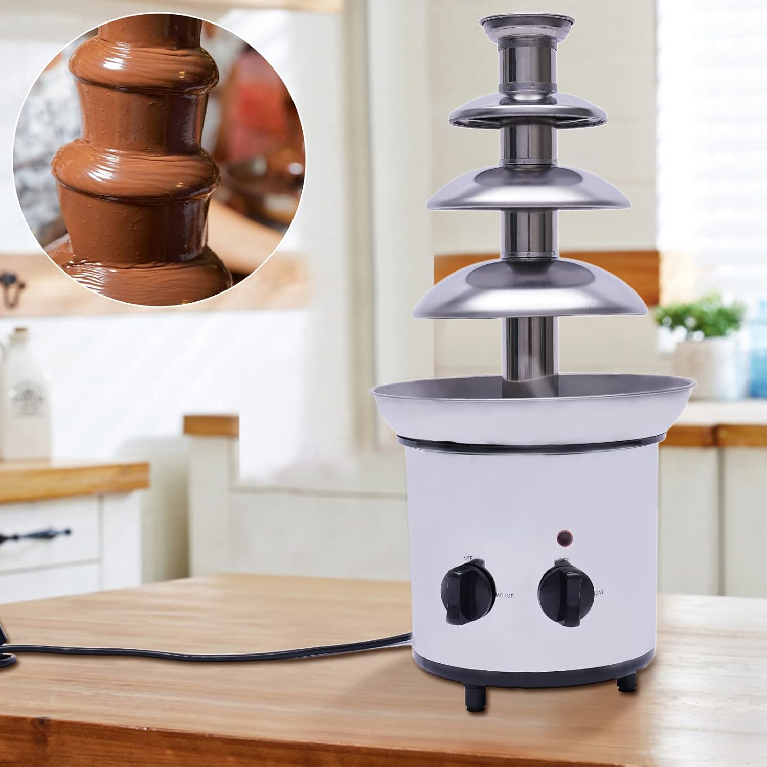 Gagalayong 4 Tiers Electric Chocolate Fountain,2.2lbs Commercial Hot Chocolate Fondue Tower,304 stainless steel removable chocolate DIY waterfall，For Making Cheese, Melting Chocolate, Liqueurs