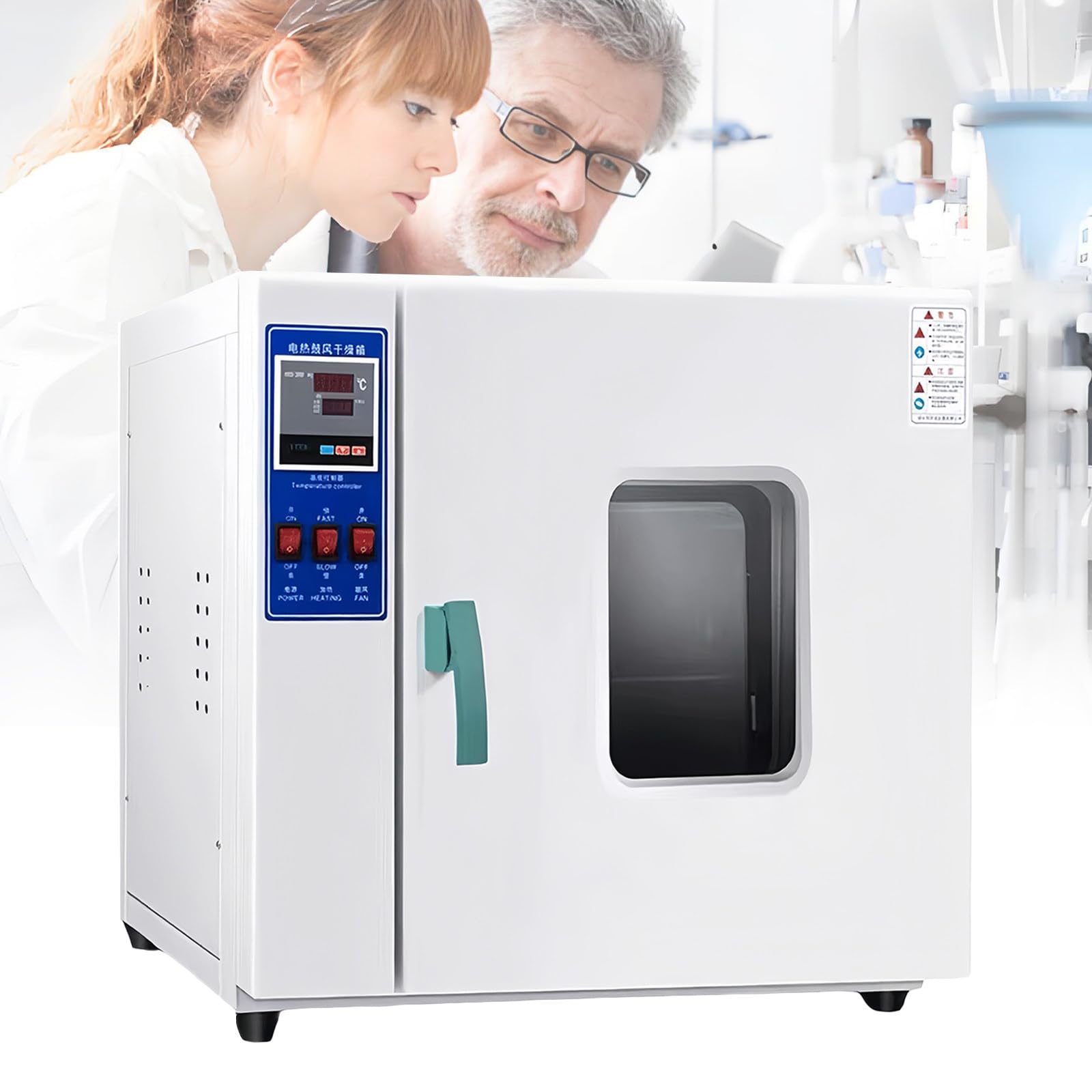 2-Warstwowy Laboratoryjny Piec Konwekcyjny z Wymuszonym Obiegiem Powietrza, 15,6L/42,9L Laboratoryjny Przemysłowy Cyfrowy Piec do Suszenia, Termostatyczna Elektryczna Skrzynka Inkubacyjna,15.6 L