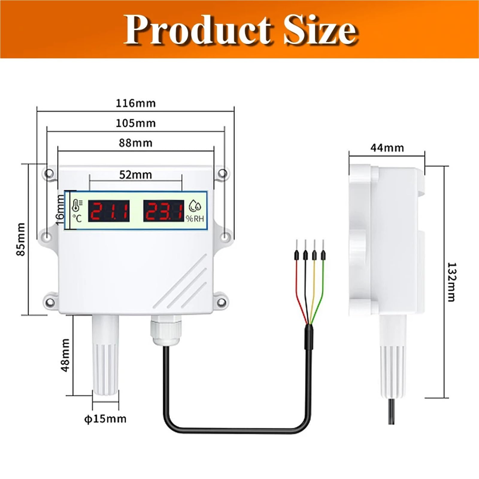 Sensor de temperatura y humedad, pantalla Digital resistente al agua, sensores montados en la pared, salida de transmisión RS485 0-5V 0-10V(0-10V with display)