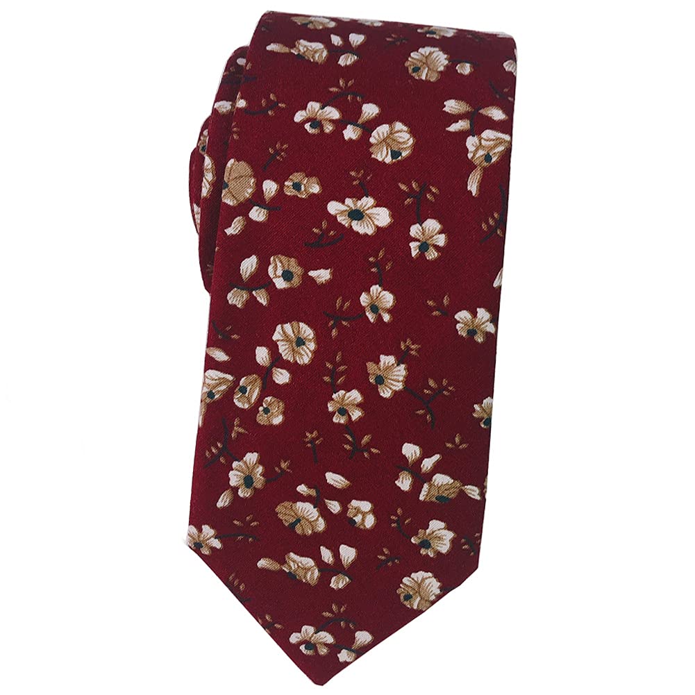 Mantieqingway Men's Cotton Floral Neck Tie 2.56'' Printed Skinny Tie