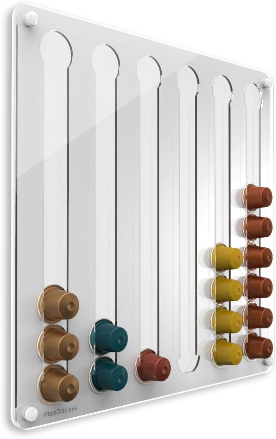 Plexidisplays 2013.03.1303021 Wall-Mounted Capsule Holder for Nespresso Capsules - Classic Design - 41 x 41 cm - White