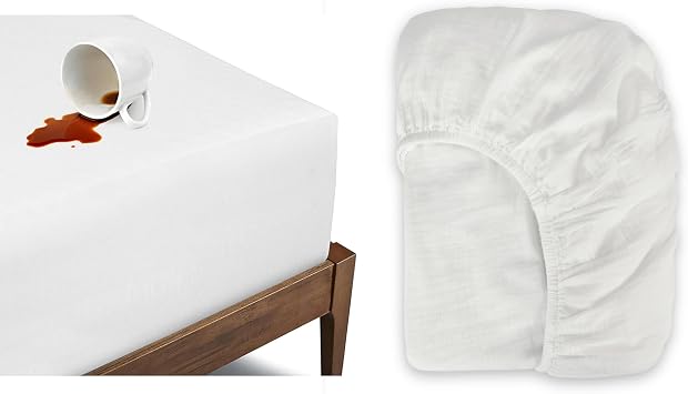 Organic Cotton Mattress Protector & Muslin Fitted Sheet - Crib, White