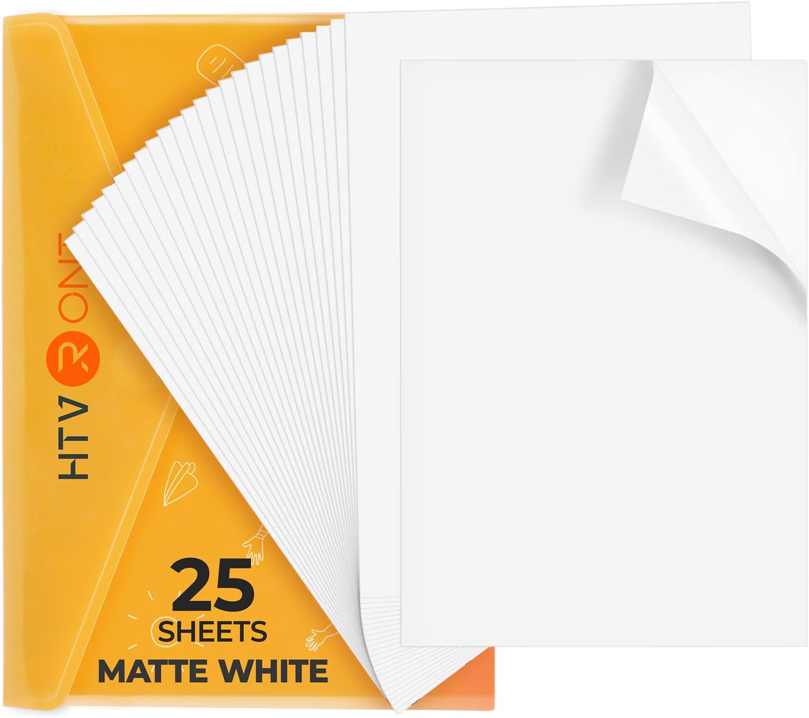 HTVRONT Printable Vinyl Sticker Paper, 25 Sheets, Matte White, 8.5"x11" | Waterproof, Easy to Use & Peel, Anti-Curl & Jam-Free Design, Fast Dry, Great Stickiness, Tear Resistant, For Inkjet Printer