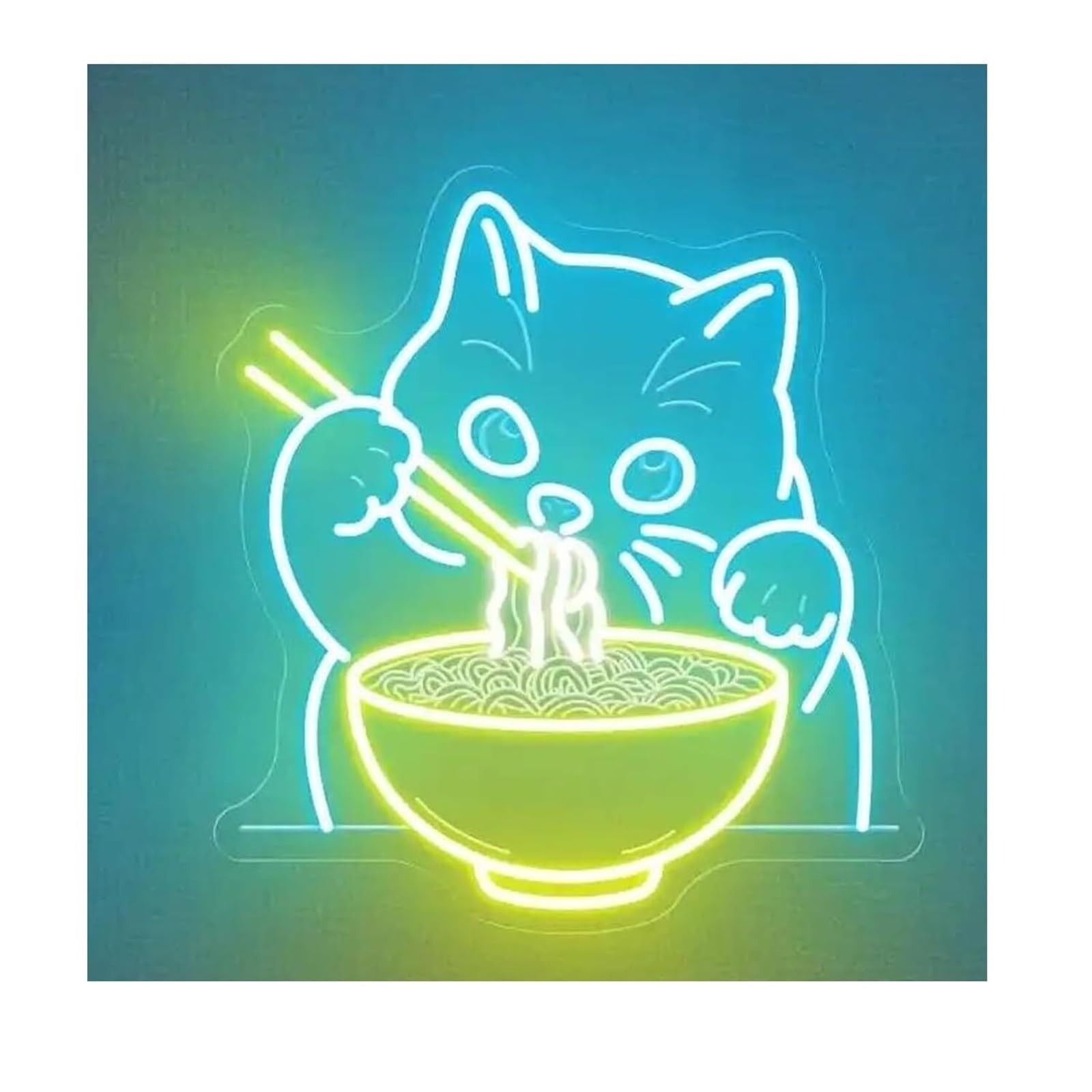 Zynther Neon lamp Soothing Atmosphere Neon Sign Lamp for Cat Ramen Business Shop Wall Decor Restaurant Noodles(C)