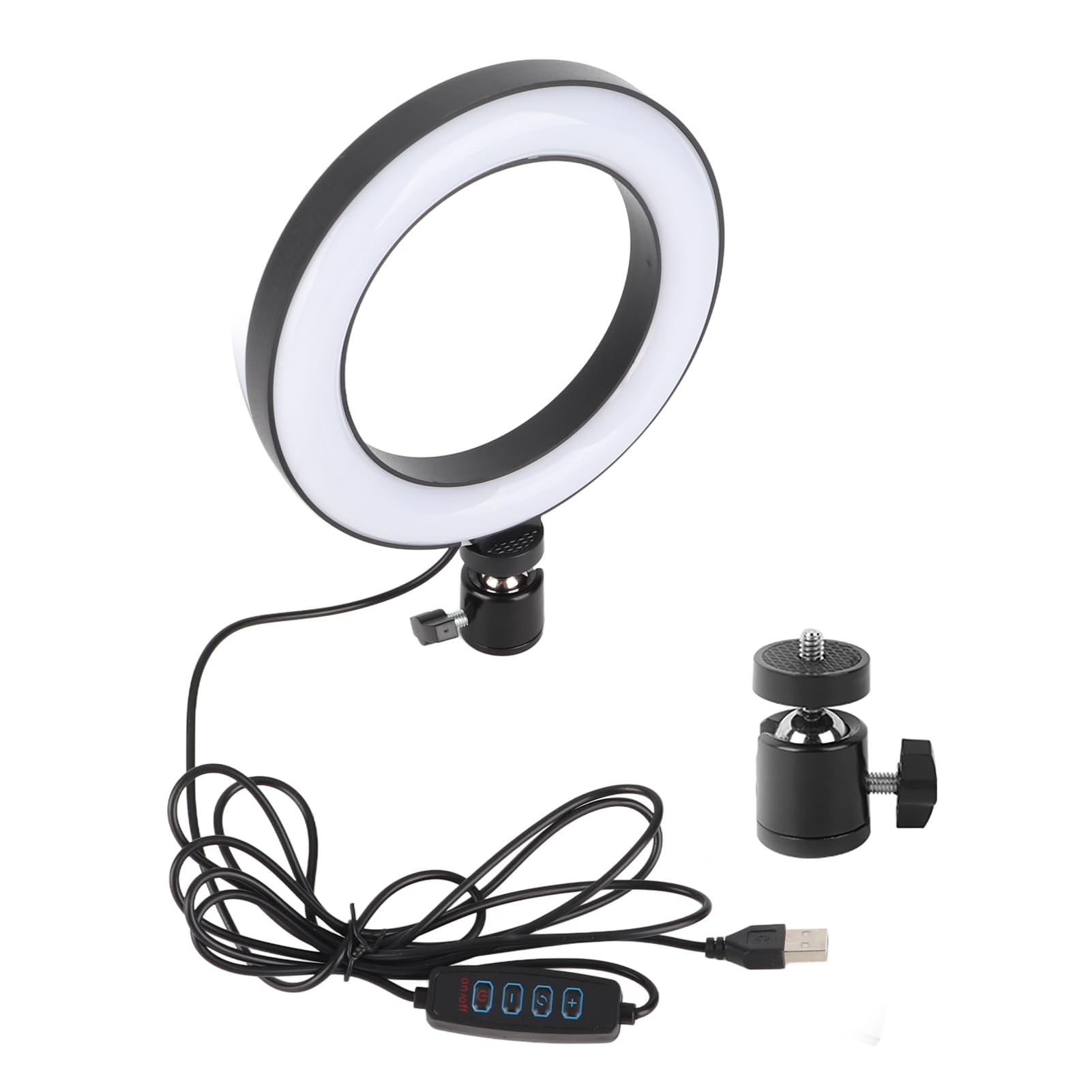 XIASABA 6 Inch LED Dimmable Ring Light Adjustable Fill Light with Ballhead Ideal for Vlog Live Video Studio Offering Three Color Temperatures Long Power Cable and Easy Installati