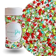 Sprinkle Pop Merry Whatever Sprinkle Mix| Lime Green Red White Aqua Sprinkles with 20 Crooked Santa Hats & Red Heart Confetti Christmas Sprinkles Made in USA for Decorating Cakes Cupcakes Cookie, 4oz