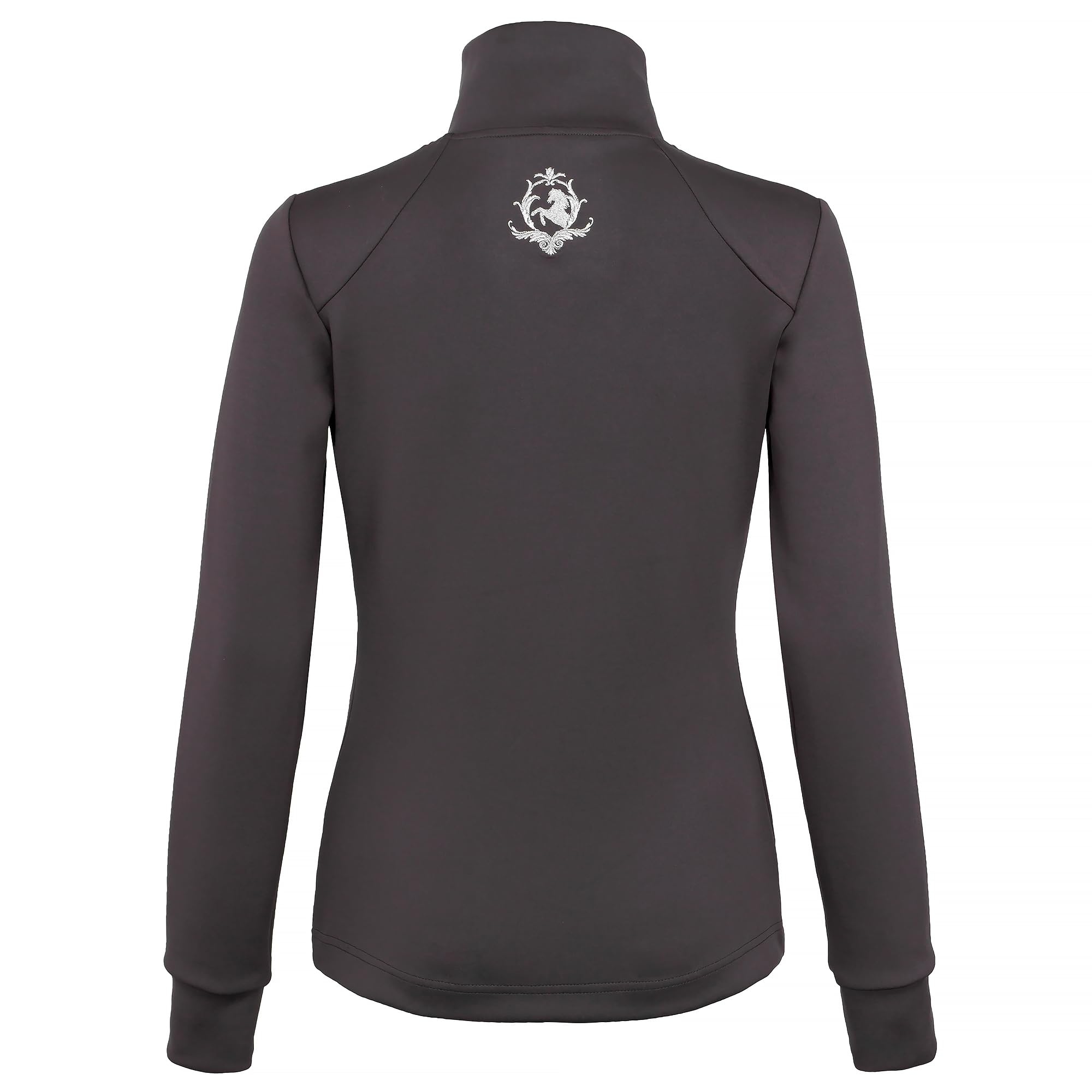 Sweat d’Équitation Femme - Sweat à Manches Longues, Col Montant Confortable, Fermeture Éclair 2-Voies, Poches Zippées, Style Élégant & Liberté de Mouvement - Arianna (Gris, M)