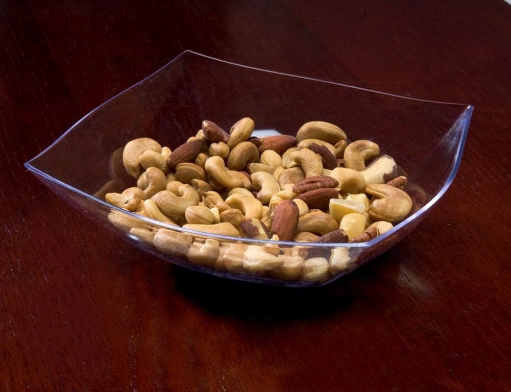 zappy 6 Square Salad Bowl Crystal Clear Plastic Serving Bowls 32 oz Heavyweight Disposable Bowls Party Bowl Pasta Bowls Clear Bowls Perfect Rice Bowl, Fruit Bowl, Acai Bowl, Dinner Bowl Candy Dish