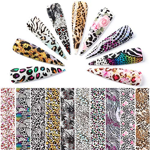 Bonnie-Sam 20pcs Leopard Print Nail foil Adhesive Wraps Transfer Nail Art Sticker Paper