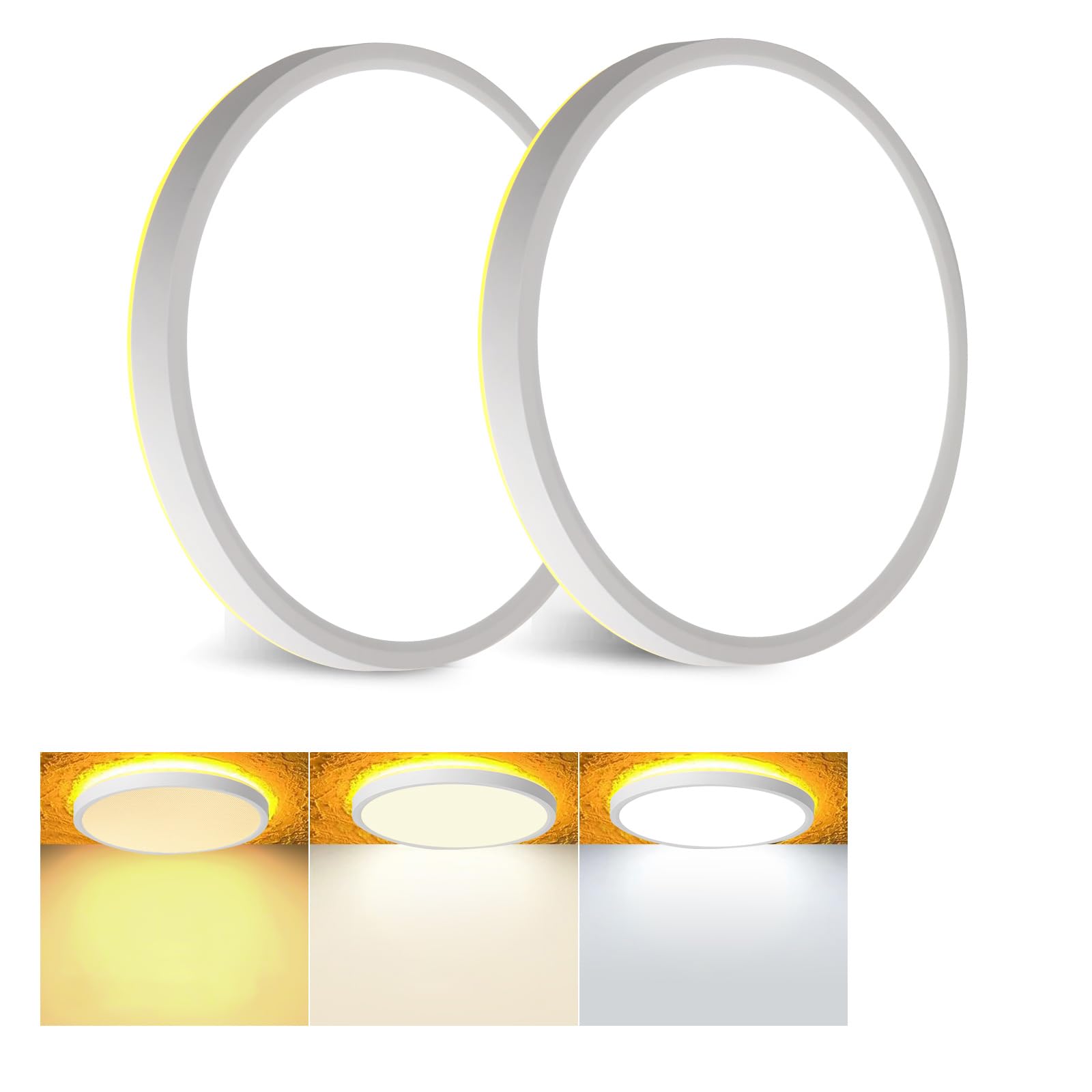 FUPE Plafoniera LED dimmerabile - 30W 3500LM plafoniera - 6.5W luce notturna calda - Plafoniera LED piatta per camera da letto camera dei bambini soggiorno rotondo（2 Pezzi）