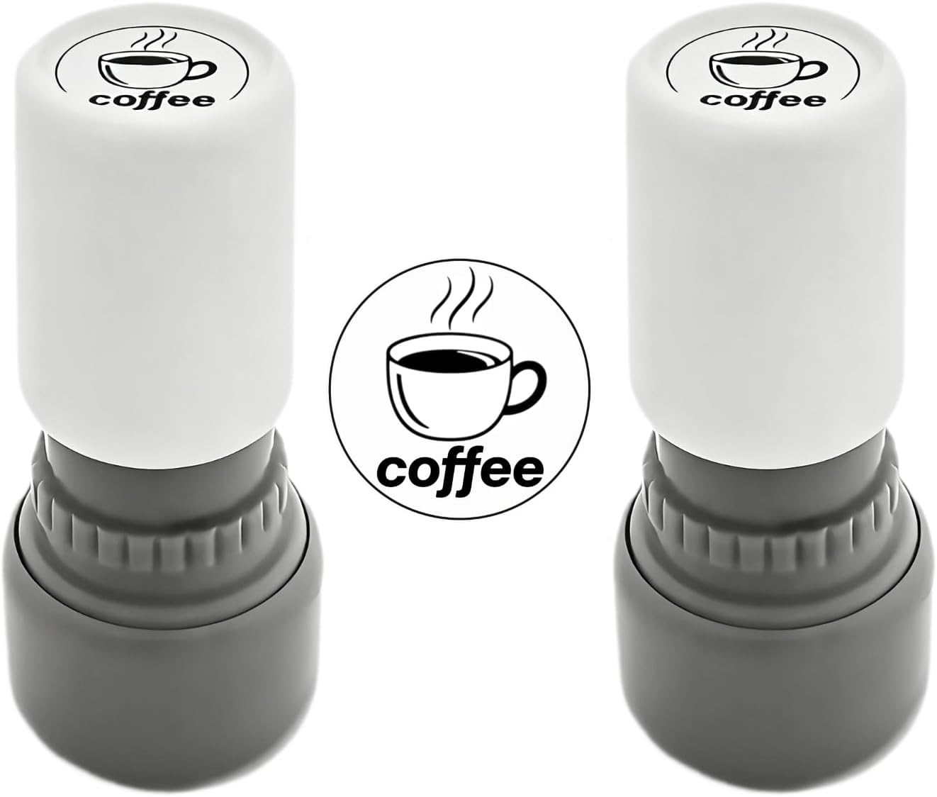 2-Pack Mini Self-Inking Coffee Cup Stamps for Loyalty Cards - Crisp Black Imprints for Cafes & Shops