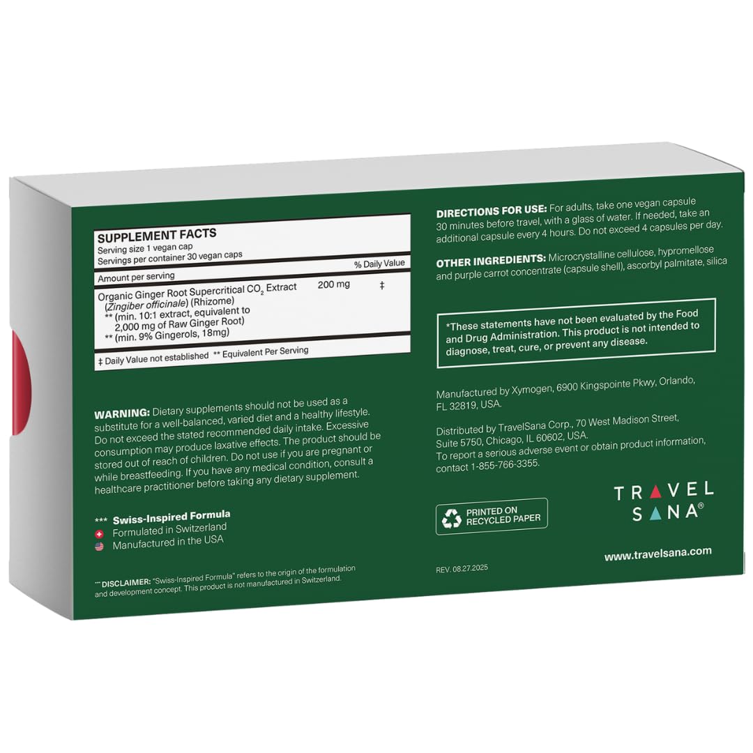 USDA Organic Ginger Supplement | Supports Motion-Related Nausea* | 18mg Gingerols per Capsule | 200mg of Ginger Root Extract (10:1) | Travel Essentials for Stomach Comfort | 30 Veg Caps — Amazon image 8