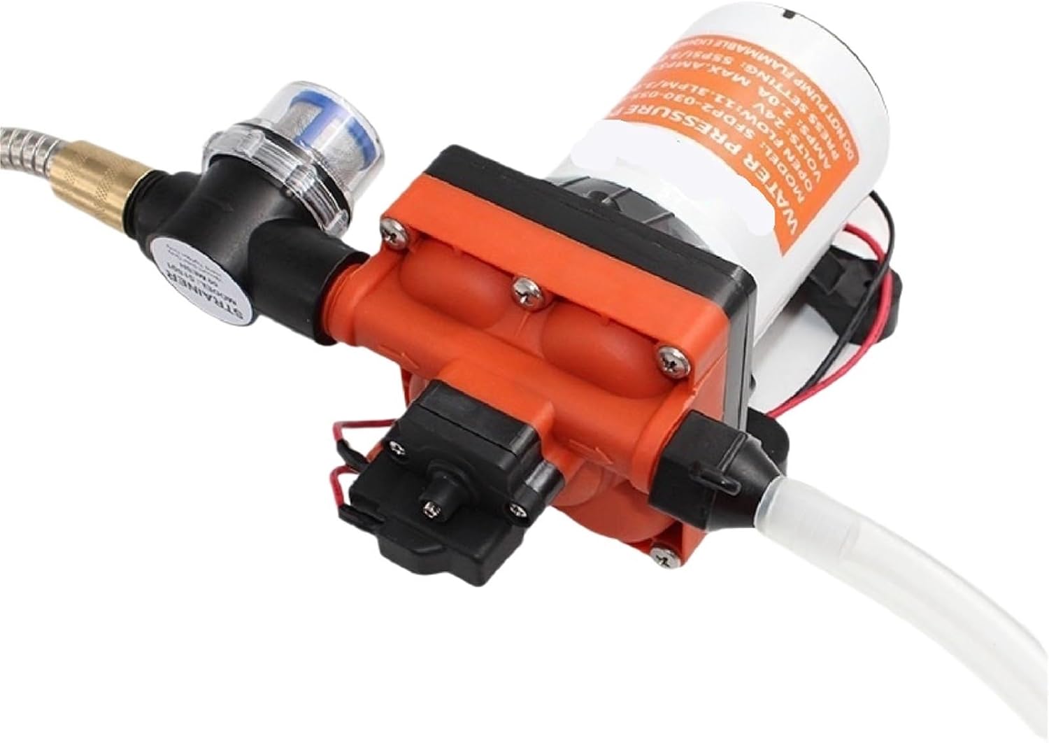 SF-42 Diaphragm Water Pump 12V 24V RV Camper Self-Priming DC Pressure Pump 7.6L/min 35 PSI Auto Pressure Switch System(12VDC-7.6L-min)