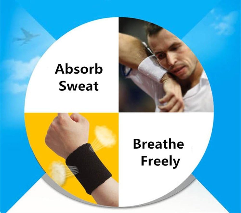 Mcolics 6' Inch Wrist Sweatband in 11 Athletic Cotton Wristbands Armbands (1 Pair) (Red) : Sports & Outdoors