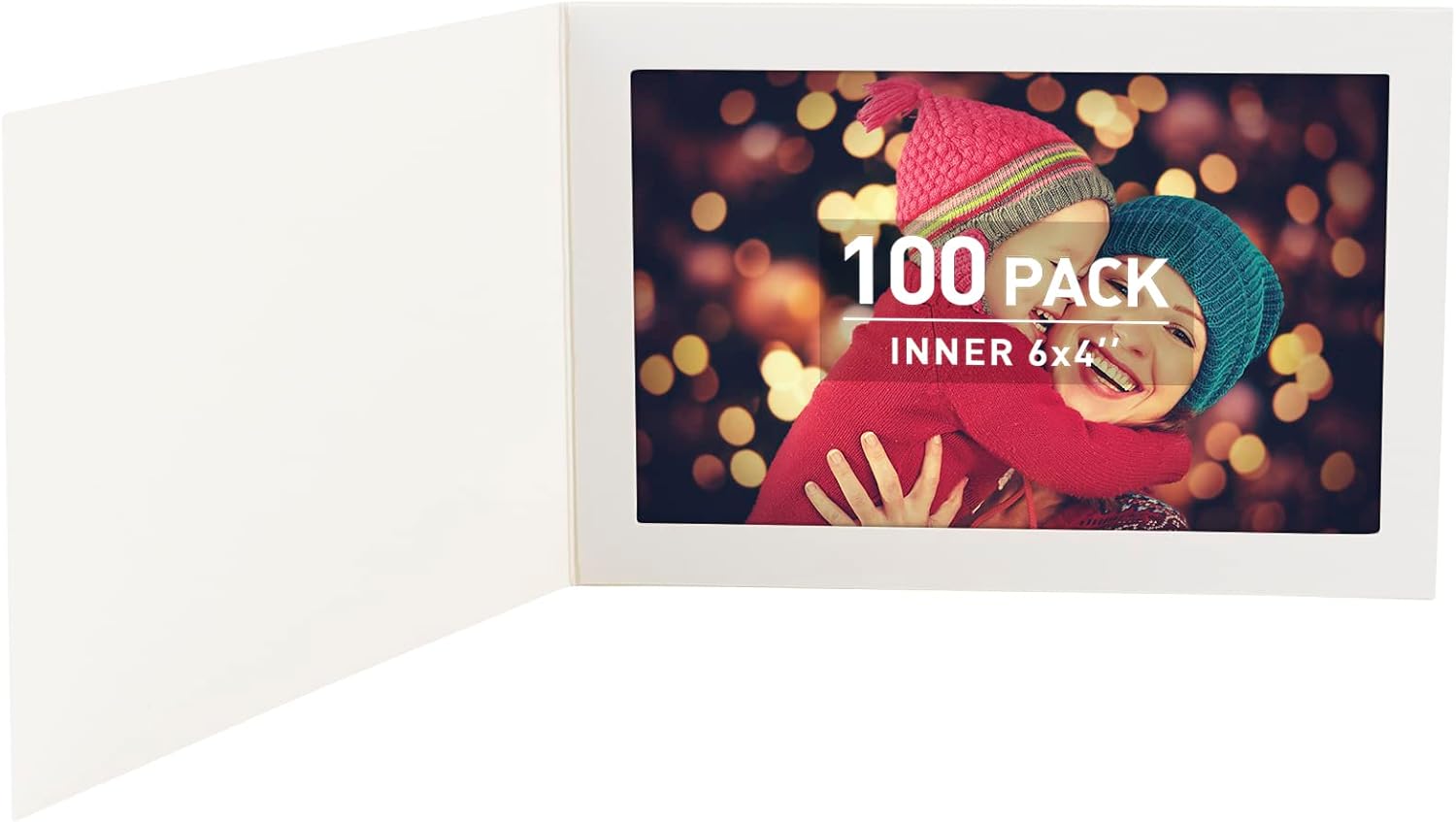 Golden State Art, Pack of 100, 4x6 or 6x4 Photo Folders, Cardboard Picture Frame, Paper Frame Cards (White)