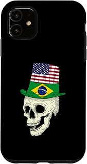 Skull 4th Of July Brazilian American Flag Case for iPhone 11