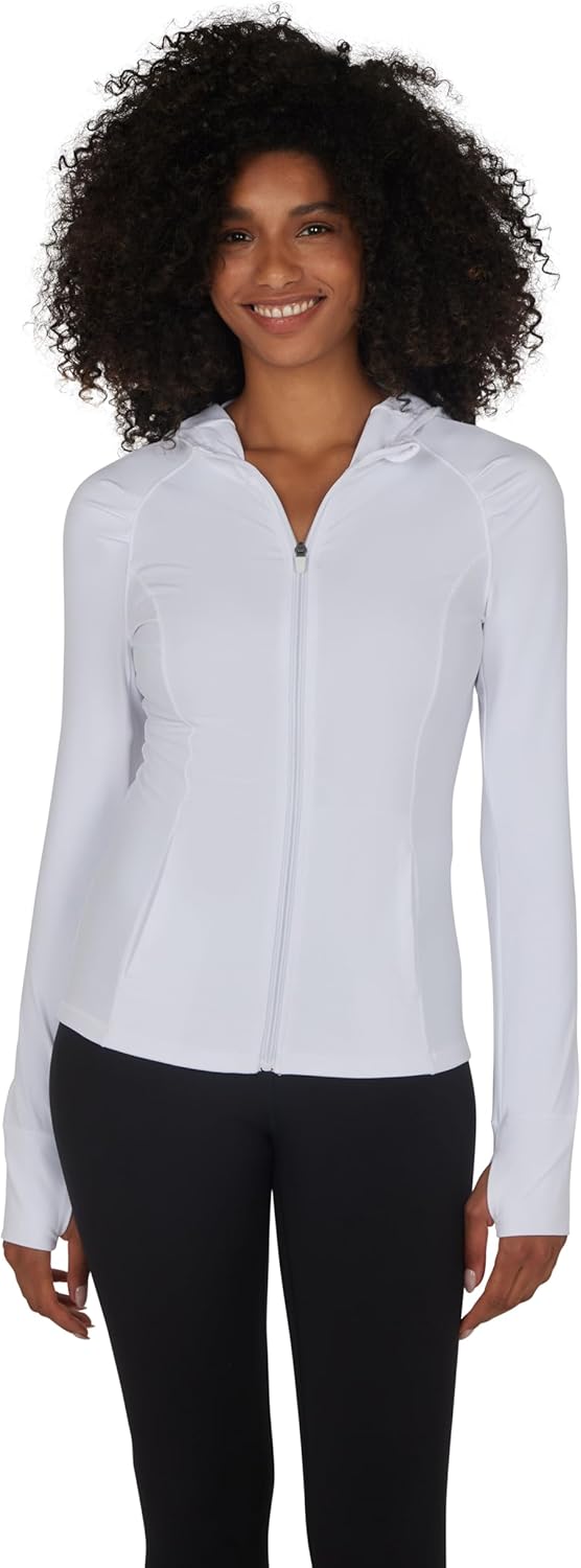 Yogalicious Full-Zip Lightweight Hooded Running Workout Yoga Lux Jacket with Pockets