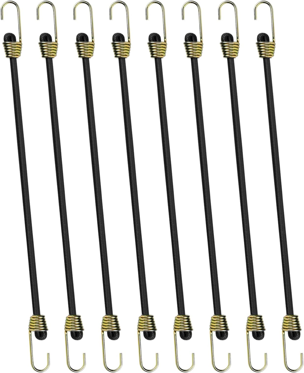 Pack of 8 25 cm Elastic Straps with Hook Set - Elastic Luggage Tensioners, Expander with Hooks, Mini Rubber Tie Down Straps - Robust Short Tarpaulin Tensioners - Rubber Tensioner for Safe Transport -
