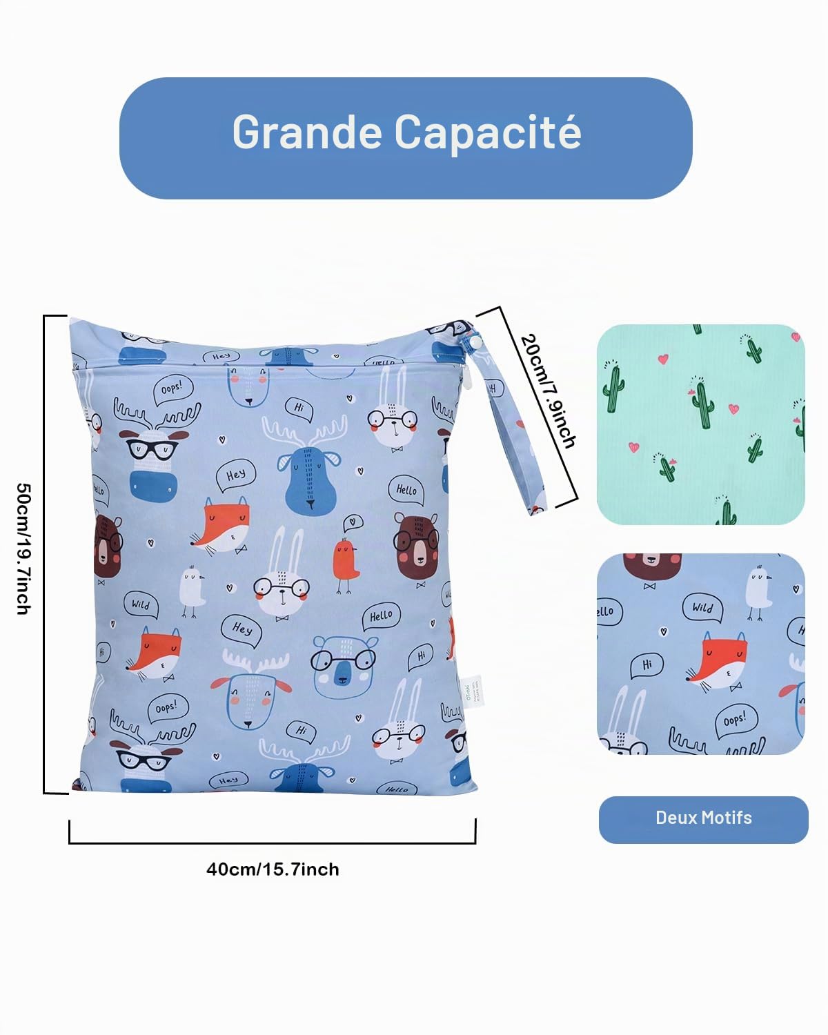 Sac à Couches Lavables 32x40cm Étanche Réutilisable Piscine Voyage Imperméable 2 Pièces