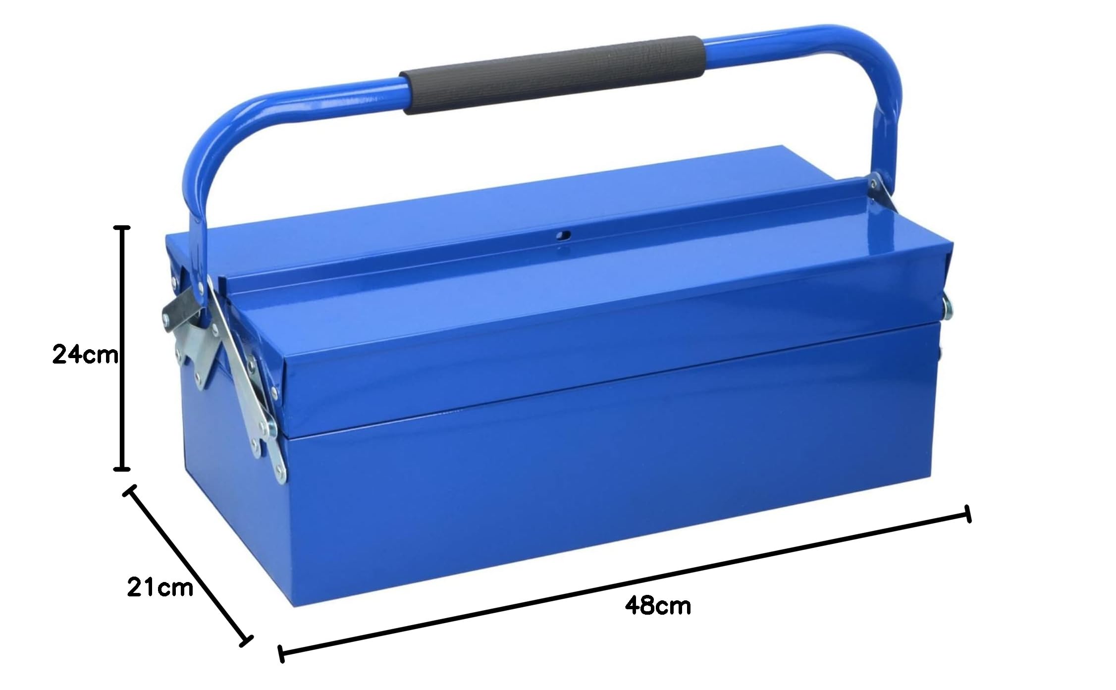 KINZO Maletín de herramientas de 64 piezas, herramientas domésticas en caja de herramientas de metal, acero CRV, color azul