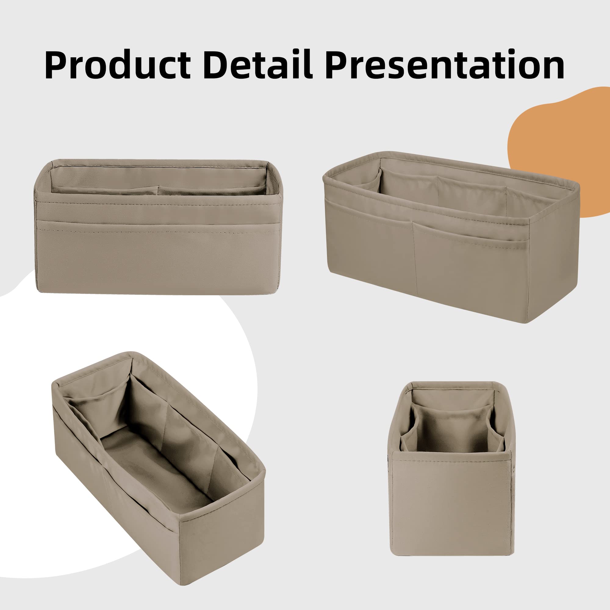DGAZ Seidiger Handtasche Tasche Organizer, Luxuriöser Handtaschen und Tote Organizer, Simplicity Tasche in Tasche Organizer für Garden Party 30/36 Taschen (Gris Tourterelle, GP36)