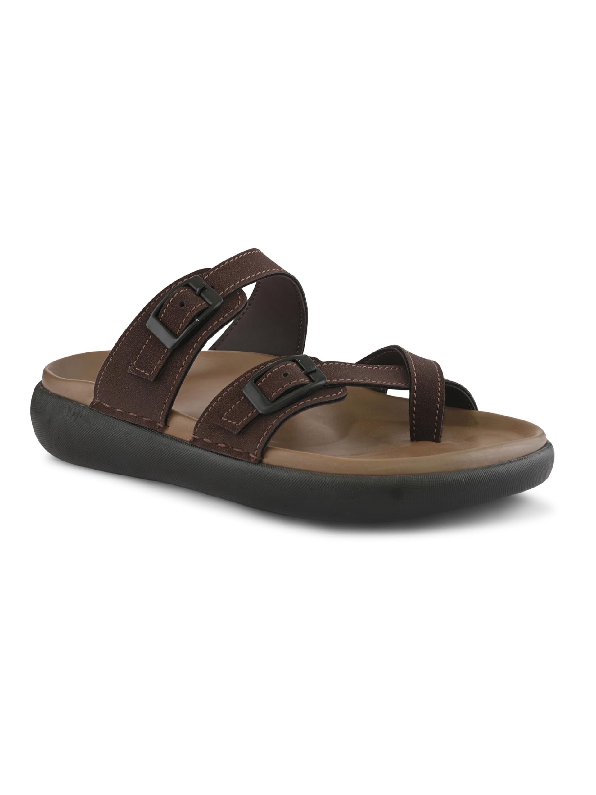 san frissco Men’s Dual Buckle Slide Sandals | Adjustable Straps | Cushioned Footbed | Lightweight Casual Slip-On Sandals-picture-50