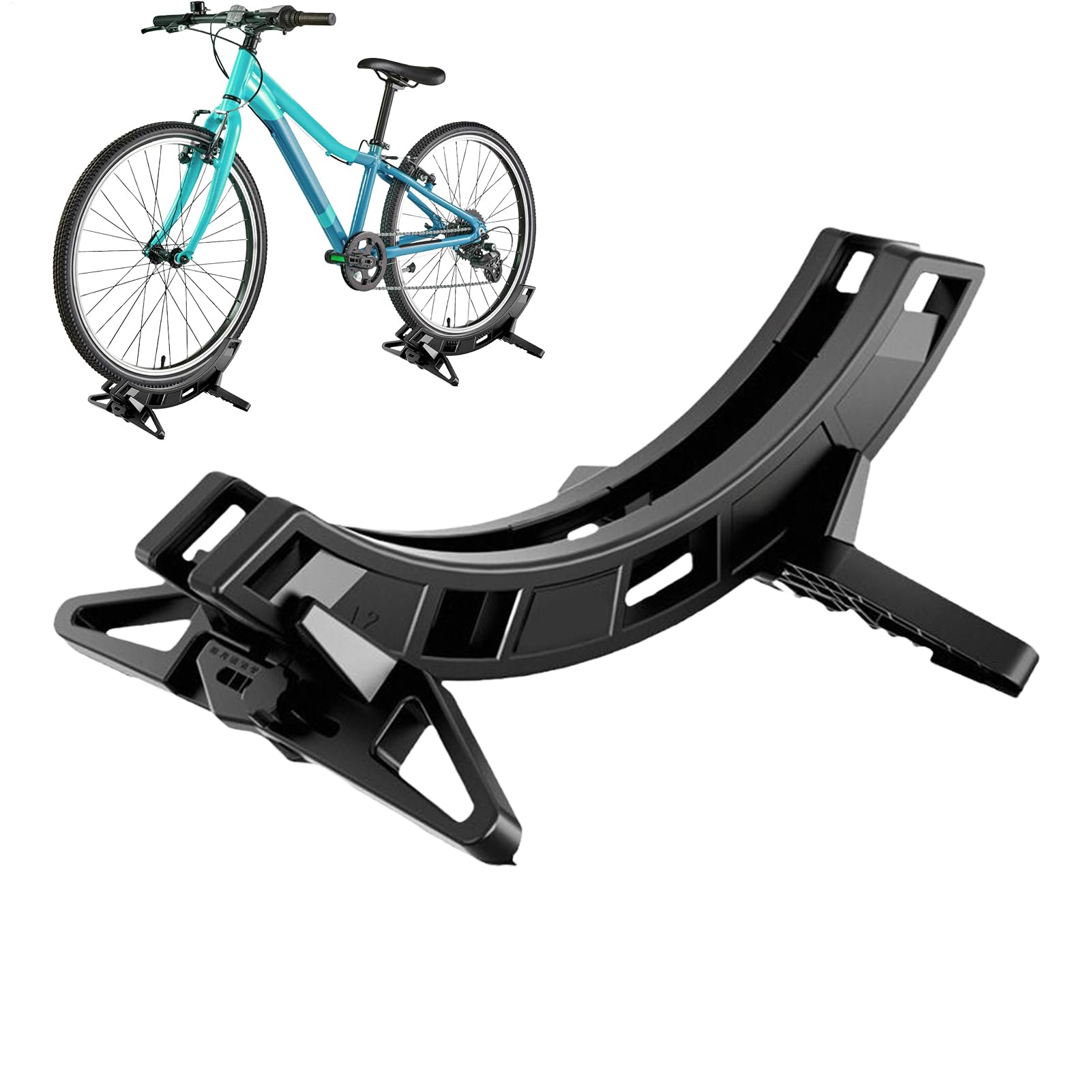 Soporte para bicicletas de suelo - Posibilidad de almacenamiento ajustable para dos ruedas, soporte de suelo para bicicletas, para negocios, garaje, apartamento, hogar, mantenimiento de ruedas