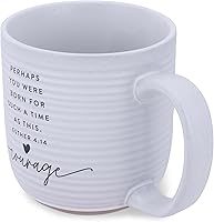 Vista 4 de Lighthouse Christian Products Courage Hold Onto Hope Rib - Taza de cerámica texturizada blanca de 20 onzas