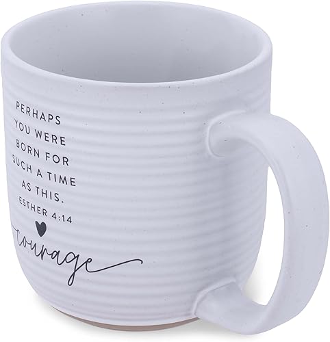 Miniatura 4 de Lighthouse Christian Products Courage Hold Onto Hope Rib - Taza de cerámica texturizada blanca de 20 onzas