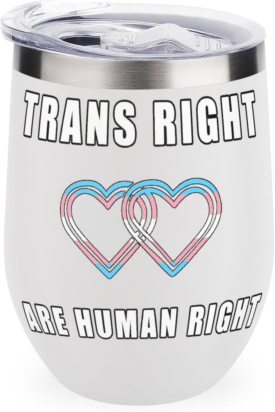 Trans Right Are Human Right Insulated Drinking Cup Stainless Steel Coffee Mug Wine Tumbler with Lid 12OZ
