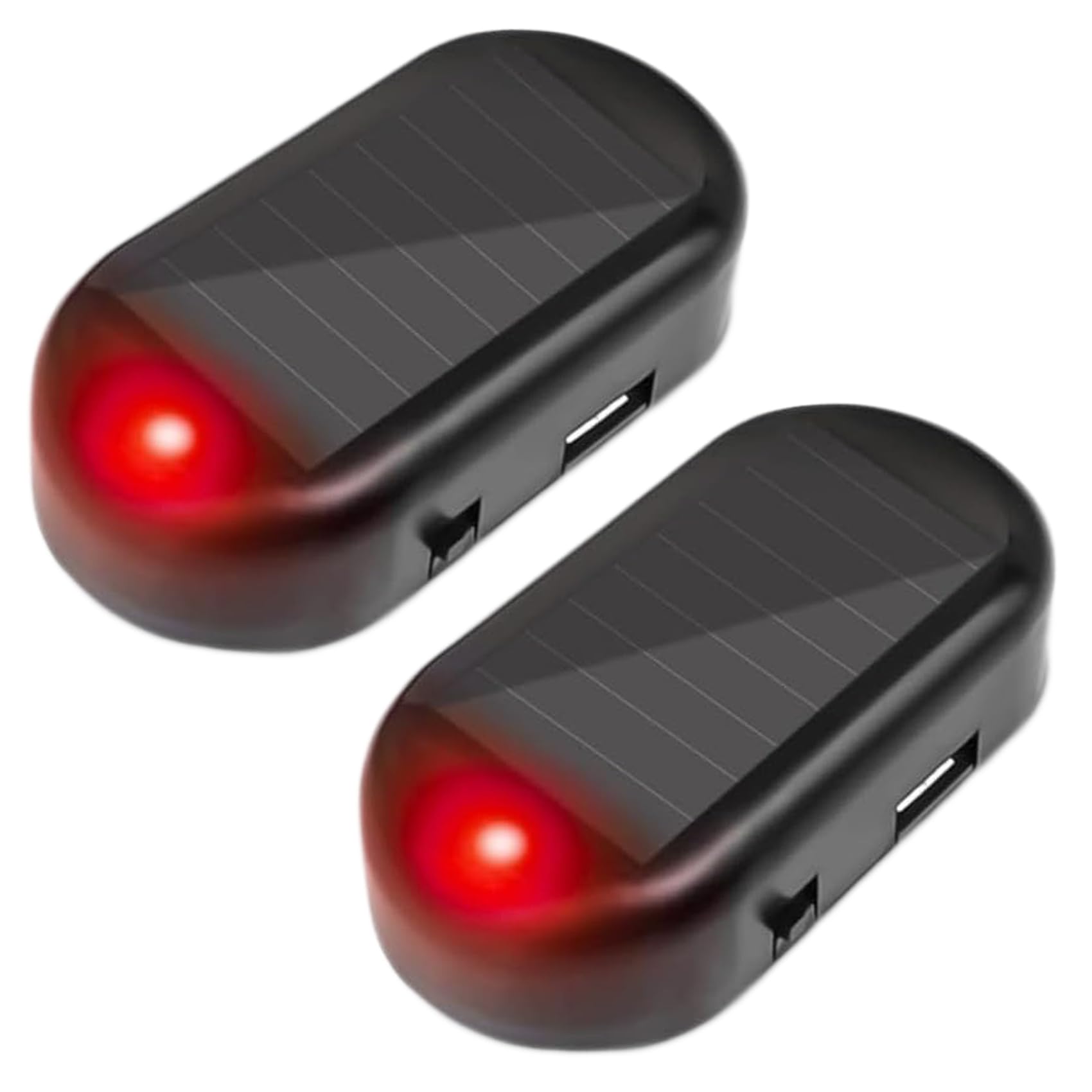 2Pack Solar Simulated Dummy Alarm Warning Lamp,WONFAST Mini Anti-Theft LED Flashing Security Light Car Fake Lamp,Automotive Warning Interior Lights with USB Charger Port (Red)