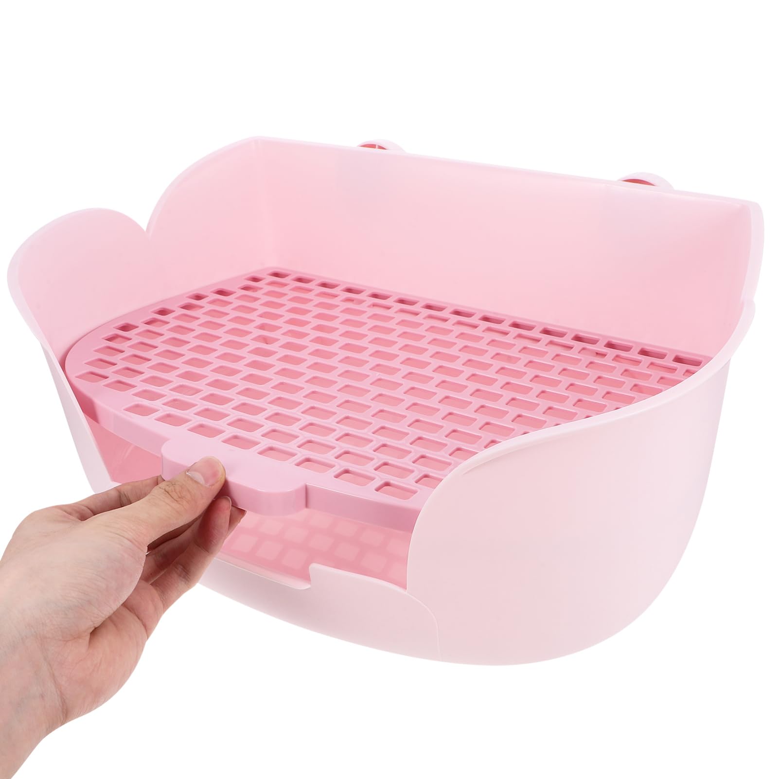 Happyyami Lettiera per Piccoli Animali WC per Conigli e Cavia Box per Rifiuti Facile da Pulire Design Rete Adatto per Coniglietti Cani e Criceti