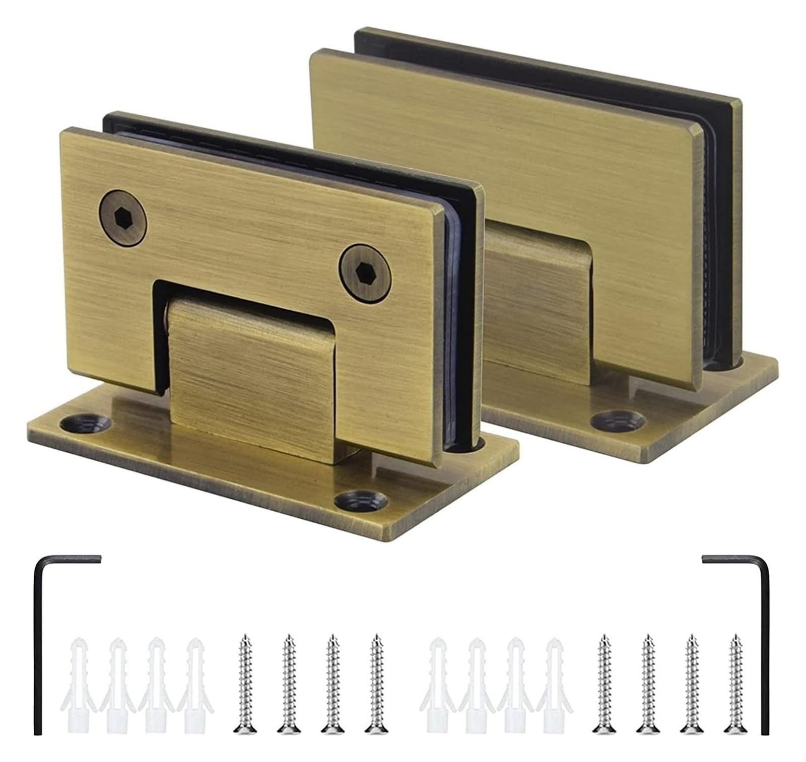 Charnières pour porte en verre de salle de bain finition bronze pour douche 90°