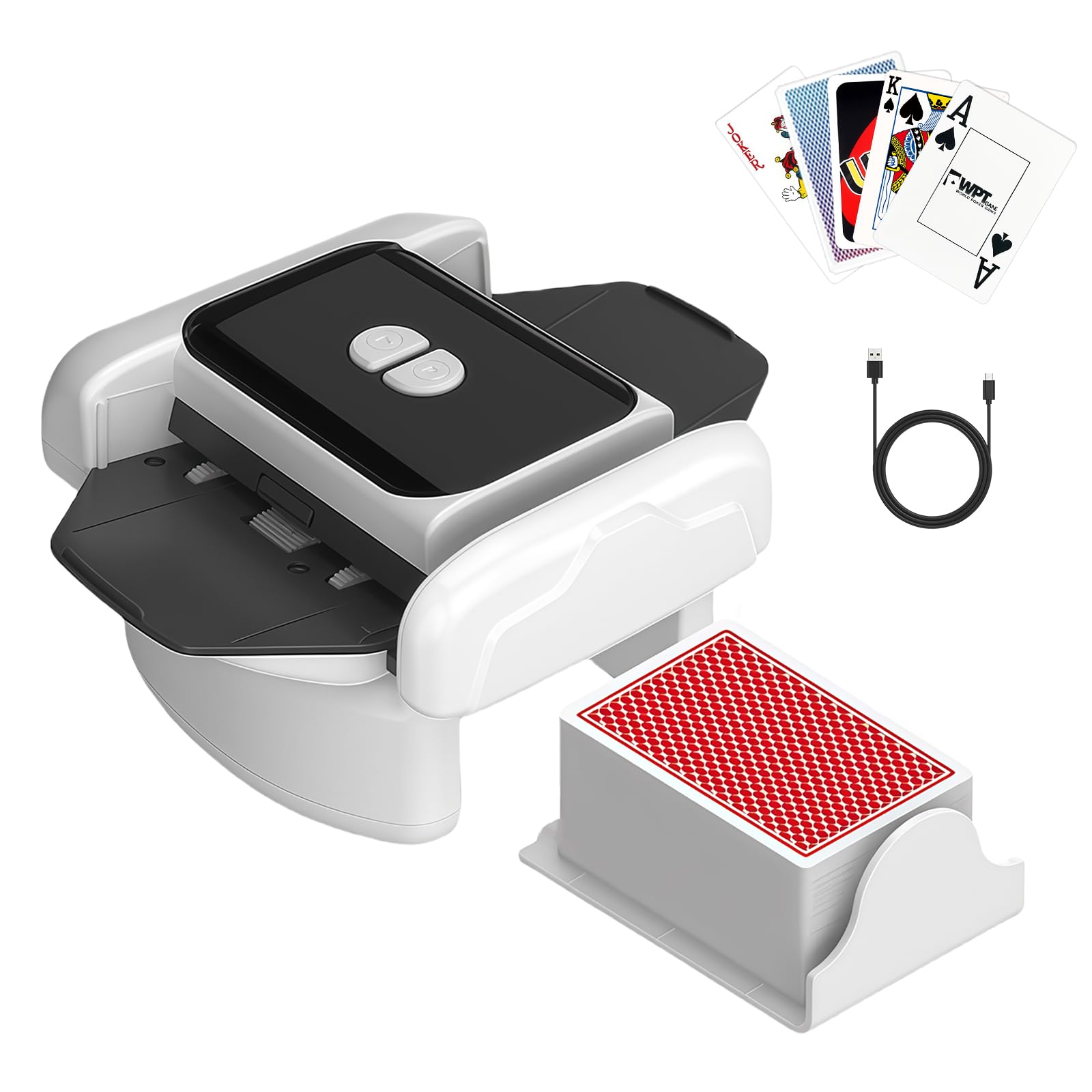Mescolatore Carte da Gioco,Mischia Carte Automatico per 1-2 Mazzi,Card shuffler,modalità Auto e Manuale,Mixer Automatico,per Carte di Diverse Dimensioni