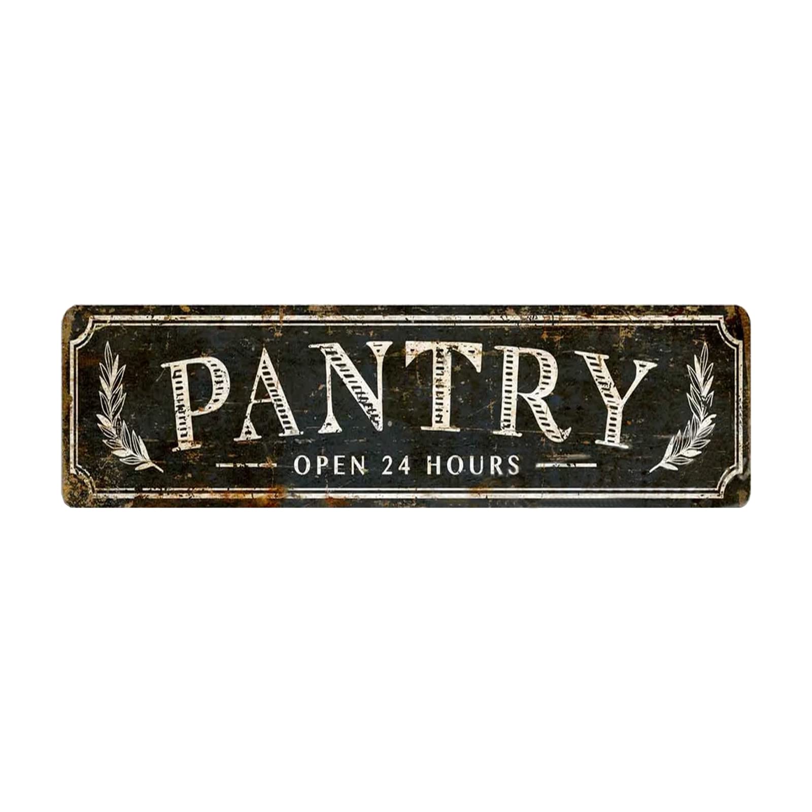 Vintage Metal Pantry Sign,rustic Pantry Decor Signs for Kitchen Wall Decor Home Kitchen Dining Room Restaurant Coffee Shop 4x16 Inch （Black）