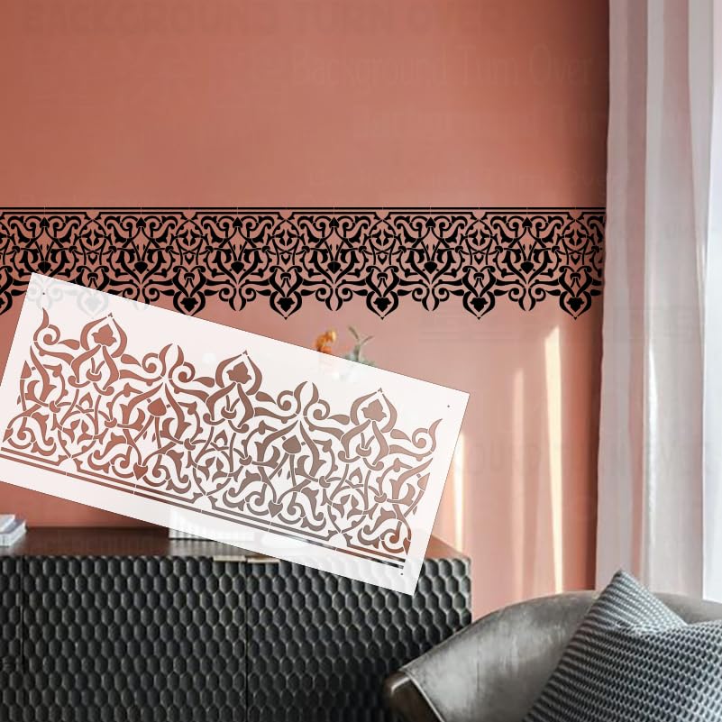 Pochoirs baroques rococo 104 cm S429 grand modèle réutilisable pour meubles et décoration murale