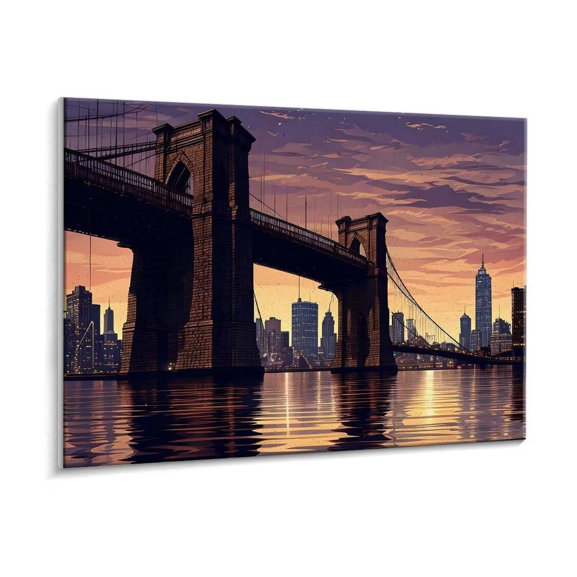 Malowanie według numerów dla dorosłych Brooklyn Bridge, DIY zestawy do malowania olejnego na płótnie 70 x 90 cm, dla dorosłych pędzle i farba akrylowa, zestaw do płótna przeciwzmarszczkowego