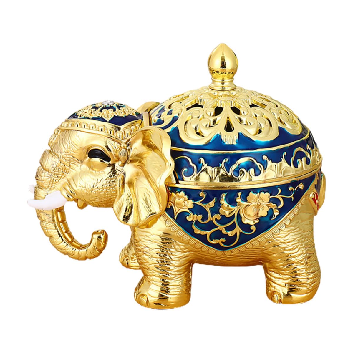 Bruciatore di Incenso Stile Retrò Artistico Elefante Blu in Lega di Zinco | Tavolo Decorativo, per Studio e Yoga, Design Lussuoso, Supporto Verticale per Incenso Cinese