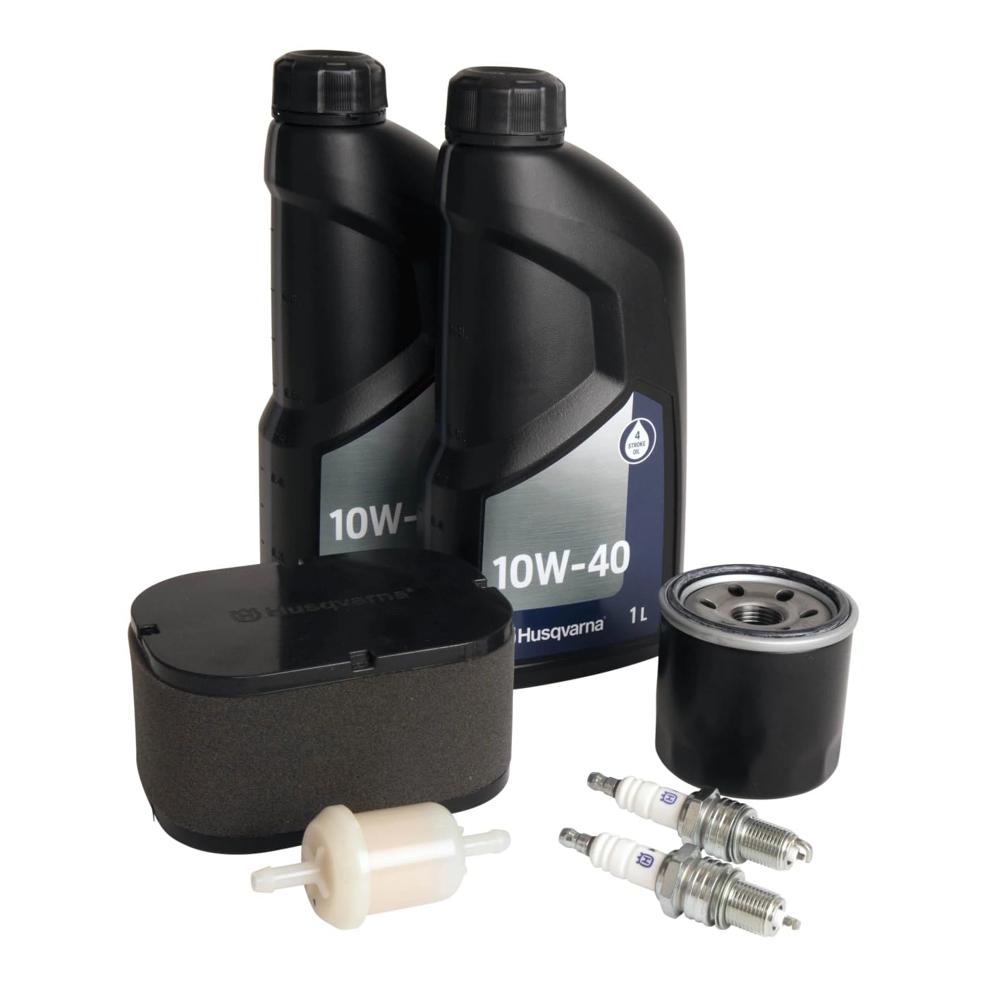 Husqvarna Service-Set für Rider R214TC / R216T AWD mit Motor HV586AE – Original Wartungsset für Rasentraktor – Ölfilter, Luftfilter, Zündkerze, Motoröl u.v.m.