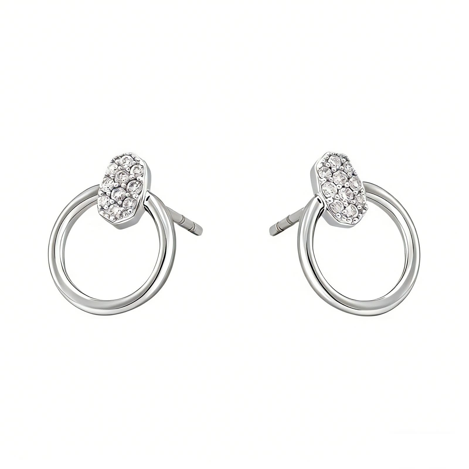 Pendientes de tuerca de oro de 9/14/18 quilates para mujer, aretes circulares de moissanita de oro real
