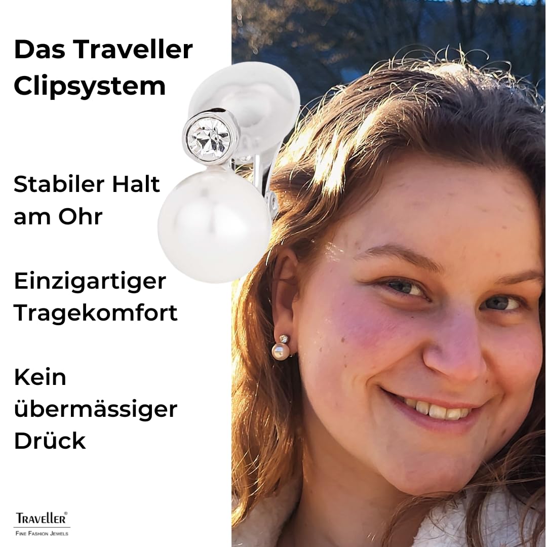 Traveller Ohrclip - 10-12mm Perle - Kristall