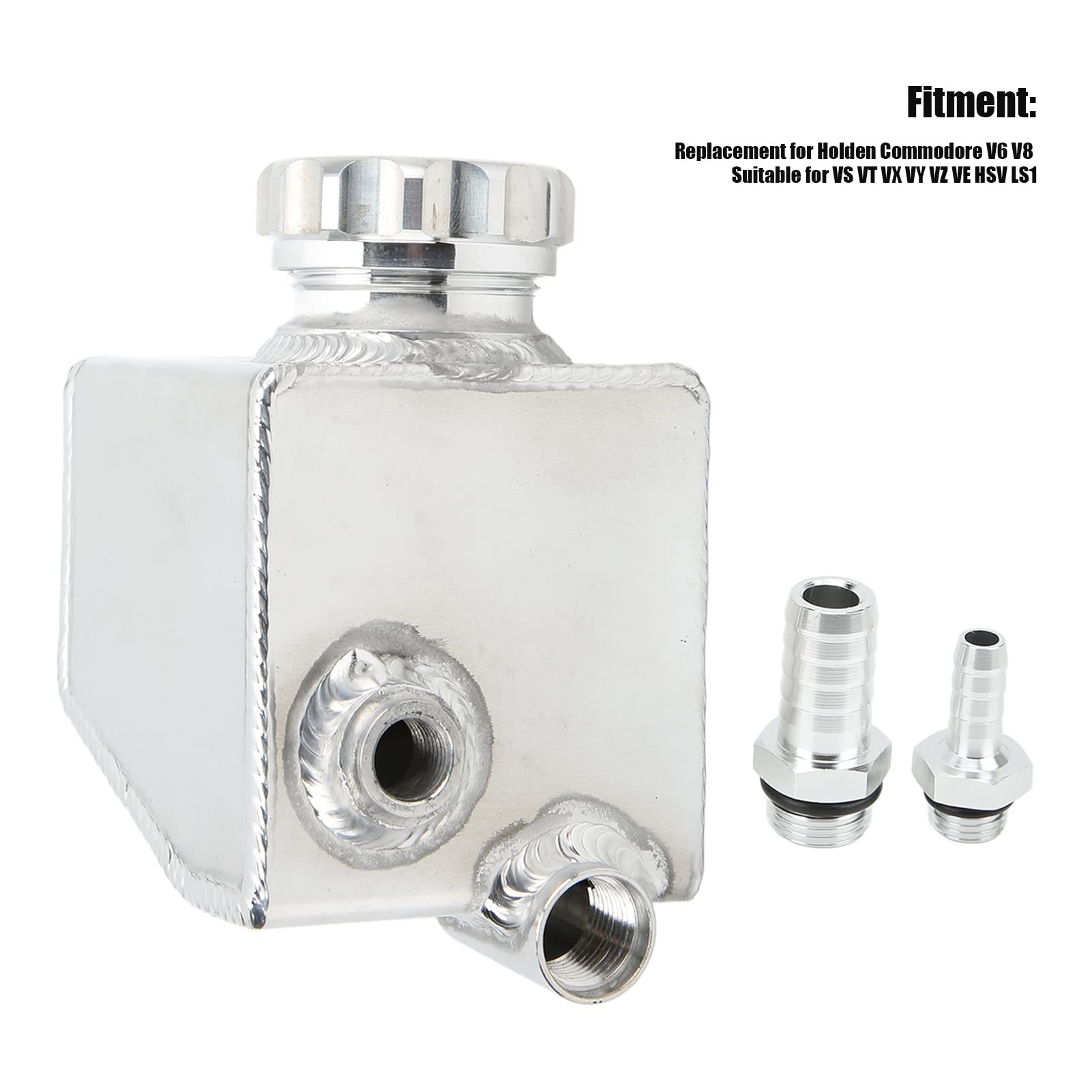 Fabater Depósito de Dirección Asistida, Botella de Dirección Asistida de Aleación de Aluminio con 2 Adaptadores para Holden Commodore V6 V8 VS VT VX VY VZ VE HSV LS1 Pieza de Repuesto